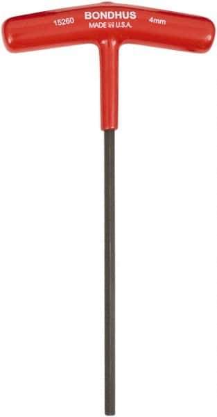 Bondhus - 4mm Hex, T-Handle Cushion Grip, Hex Key - 152mm OAL, Metric System of Measurement - USA Tool & Supply
