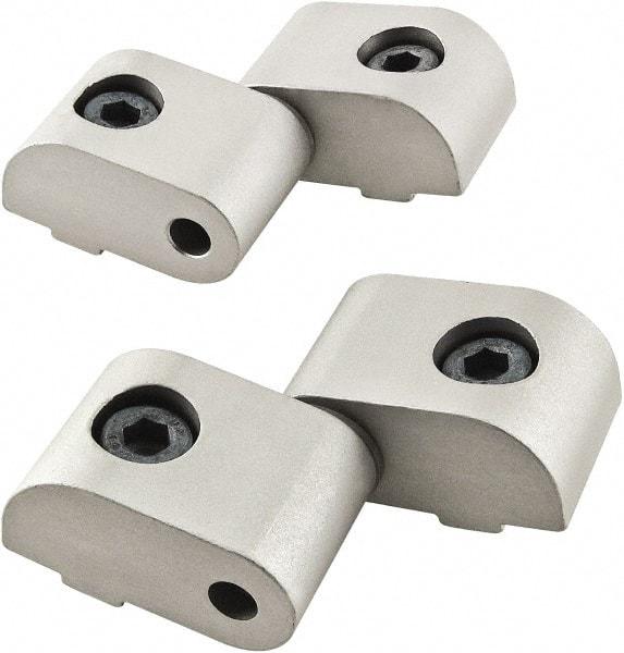 80/20 Inc. - 1-1/2" Long x 1-9/64" Wide x 26mm Thick, Left Lift Off Hinge Long Pin Top Short Pin Bottom - Aluminum, Clear Anodized Finish - USA Tool & Supply