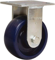 Hamilton - 5" Diam x 2" Wide x 7" OAH Top Plate Mount Rigid Caster - Polyurethane, Sealed Precision Ball Bearing, 4 x 4-1/2" Plate - USA Tool & Supply