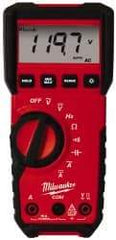 Milwaukee Tool - 2216-20, CAT III, 600 VAC/VDC, Digital True RMS Auto Ranging Multimeter - 40 mOhm, Measures Voltage, Capacitance, Current, Frequency, Resistance - USA Tool & Supply