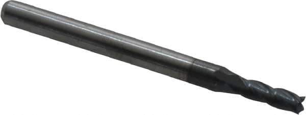 Accupro - 0.095", 0.285" LOC, 1/8" Shank Diam, 1-1/2" OAL, 4 Flute, Solid Carbide Square End Mill - Single End, AlTiN Finish, Spiral Flute, 30° Helix, Centercutting, Series Miniature - USA Tool & Supply