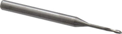 Accupro - 0.045" Diam, 0.135" LOC, 2 Flute Solid Carbide Ball End Mill - Uncoated, Single End, 1-1/2" OAL, 1/8" Shank Diam, Spiral Flute - USA Tool & Supply