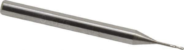 Accupro - 0.025" Diam, 0.075" LOC, 2 Flute Solid Carbide Ball End Mill - Uncoated, Single End, 1-1/2" OAL, 1/8" Shank Diam, Spiral Flute - USA Tool & Supply