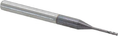 Accupro - 0.035", 0.105" LOC, 1/8" Shank Diam, 1-1/2" OAL, 4 Flute, Solid Carbide Square End Mill - Single End, AlTiN Finish, Spiral Flute, 30° Helix, Centercutting, Series Miniature - USA Tool & Supply