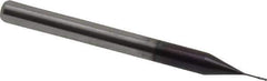Accupro - 0.015", 0.045" LOC, 1/8" Shank Diam, 1-1/2" OAL, 4 Flute, Solid Carbide Square End Mill - Single End, AlTiN Finish, Spiral Flute, 30° Helix, Centercutting - USA Tool & Supply
