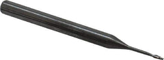 Accupro - 0.035", 0.105" LOC, 1/8" Shank Diam, 1-1/2" OAL, 2 Flute, Solid Carbide Square End Mill - Single End, Uncoated, Spiral Flute, 30° Helix, Centercutting, Series Miniature - USA Tool & Supply
