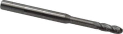 Accupro - 0.1" Diam, 0.3" LOC, 4 Flute Solid Carbide Ball End Mill - Uncoated, Single End, 1-1/2" OAL, 1/8" Shank Diam, Spiral Flute - USA Tool & Supply