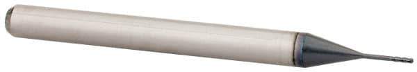 Accupro - 0.02" Diam, 0.06" LOC, 4 Flute Solid Carbide Ball End Mill - AlTiN Finish, Single End, 1-1/2" OAL, 1/8" Shank Diam, Spiral Flute - USA Tool & Supply