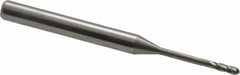 Accupro - 0.05" Diam, 0.15" LOC, 4 Flute Solid Carbide Ball End Mill - Uncoated, Single End, 1-1/2" OAL, 1/8" Shank Diam, Spiral Flute - USA Tool & Supply