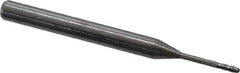 Accupro - 0.04" Diam, 0.12" LOC, 4 Flute Solid Carbide Ball End Mill - Uncoated, Single End, 1-1/2" OAL, 1/8" Shank Diam, Spiral Flute - USA Tool & Supply