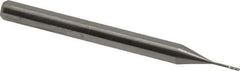 Accupro - 0.02" Diam, 0.06" LOC, 4 Flute Solid Carbide Ball End Mill - Uncoated, Single End, 1-1/2" OAL, 1/8" Shank Diam, Spiral Flute - USA Tool & Supply