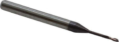 Accupro - 0.04", 0.12" LOC, 1/8" Shank Diam, 1-1/2" OAL, 2 Flute, Solid Carbide Square End Mill - Single End, AlTiN Finish, Spiral Flute, 30° Helix, Centercutting, Series Miniature - USA Tool & Supply
