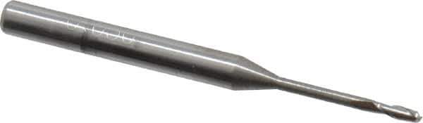 Accupro - 0.05", 0.15" LOC, 1/8" Shank Diam, 1-1/2" OAL, 2 Flute, Solid Carbide Square End Mill - Single End, AlTiN Finish, Spiral Flute, 30° Helix, Centercutting, Series Miniature - USA Tool & Supply