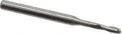 Accupro - 0.08", 0.24" LOC, 1/8" Shank Diam, 1-1/2" OAL, 2 Flute, Solid Carbide Square End Mill - Single End, Uncoated, Spiral Flute, 30° Helix, Centercutting, Series Miniature - USA Tool & Supply