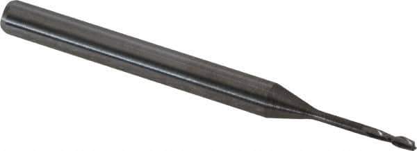 Accupro - 0.04", 0.12" LOC, 1/8" Shank Diam, 1-1/2" OAL, 2 Flute, Solid Carbide Square End Mill - Single End, Uncoated, Spiral Flute, 30° Helix, Centercutting, Series Miniature - USA Tool & Supply