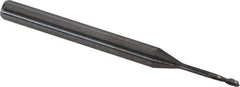 Accupro - 0.04", 0.12" LOC, 1/8" Shank Diam, 1-1/2" OAL, 2 Flute, Solid Carbide Square End Mill - Single End, Uncoated, Spiral Flute, 30° Helix, Centercutting, Series Miniature - USA Tool & Supply