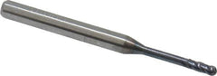 Accupro - 1/16" Diam, 0.186" LOC, 4 Flute Solid Carbide Ball End Mill - AlTiN Finish, Single End, 1-1/2" OAL, 1/8" Shank Diam, Spiral Flute - USA Tool & Supply