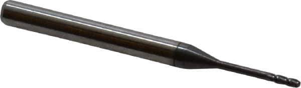 Accupro - 0.045" Diam, 0.135" LOC, 4 Flute Solid Carbide Ball End Mill - AlTiN Finish, Single End, 1-1/2" OAL, 1/8" Shank Diam, Spiral Flute - USA Tool & Supply