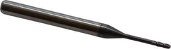 Accupro - 0.045" Diam, 0.135" LOC, 4 Flute Solid Carbide Ball End Mill - AlTiN Finish, Single End, 1-1/2" OAL, 1/8" Shank Diam, Spiral Flute - USA Tool & Supply