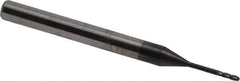 Accupro - 0.035" Diam, 0.105" LOC, 4 Flute Solid Carbide Ball End Mill - AlTiN Finish, Single End, 1-1/2" OAL, 1/8" Shank Diam, Spiral Flute - USA Tool & Supply
