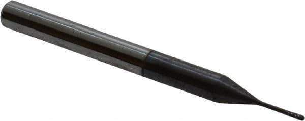 Accupro - 0.025" Diam, 0.075" LOC, 4 Flute Solid Carbide Ball End Mill - AlTiN Finish, Single End, 1-1/2" OAL, 1/8" Shank Diam, Spiral Flute - USA Tool & Supply