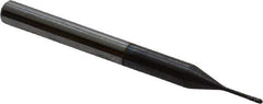 Accupro - 0.025" Diam, 0.075" LOC, 4 Flute Solid Carbide Ball End Mill - AlTiN Finish, Single End, 1-1/2" OAL, 1/8" Shank Diam, Spiral Flute - USA Tool & Supply