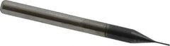 Accupro - 0.01" Diam, 0.03" LOC, 4 Flute Solid Carbide Ball End Mill - AlTiN Finish, Single End, 2-1/2" OAL, 1/8" Shank Diam, Spiral Flute - USA Tool & Supply
