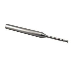 Accupro - 0.06", 0.18" LOC, 1/8" Shank Diam, 1-1/2" OAL, 4 Flute, Solid Carbide Square End Mill - Single End, Uncoated, Spiral Flute, 30° Helix, Centercutting, Series Miniature - USA Tool & Supply