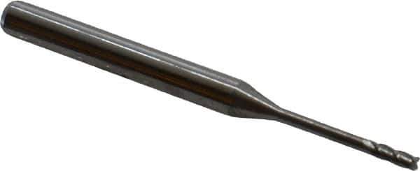 Accupro - 0.05", 0.15" LOC, 1/8" Shank Diam, 1-1/2" OAL, 4 Flute, Solid Carbide Square End Mill - Single End, Uncoated, Spiral Flute, 30° Helix, Centercutting, Series Miniature - USA Tool & Supply