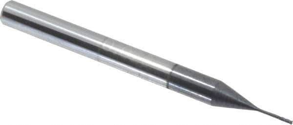 Accupro - 0.02", 0.06" LOC, 1/8" Shank Diam, 1-1/2" OAL, 4 Flute, Solid Carbide Square End Mill - Single End, AlTiN Finish, Spiral Flute, 30° Helix, Centercutting, Series Miniature - USA Tool & Supply