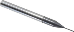 Accupro - 0.02", 0.06" LOC, 1/8" Shank Diam, 1-1/2" OAL, 4 Flute, Solid Carbide Square End Mill - Single End, AlTiN Finish, Spiral Flute, 30° Helix, Centercutting, Series Miniature - USA Tool & Supply