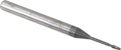 Accupro - 0.04" Diam, 0.12" LOC, 2 Flute Solid Carbide Ball End Mill - AlTiN Finish, Single End, 1-1/2" OAL, 1/8" Shank Diam, Spiral Flute - USA Tool & Supply