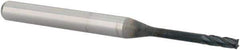 Accupro - 0.06", 0.18" LOC, 1/8" Shank Diam, 1-1/2" OAL, 4 Flute, Solid Carbide Square End Mill - Single End, AlTiN Finish, Spiral Flute, 30° Helix, Centercutting, Series Miniature - USA Tool & Supply