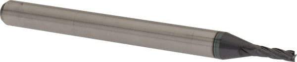 Accupro - 0.05", 0.15" LOC, 1/8" Shank Diam, 1-1/2" OAL, 4 Flute, Solid Carbide Square End Mill - Single End, AlTiN Finish, Spiral Flute, 30° Helix, Centercutting, Series Miniature - USA Tool & Supply