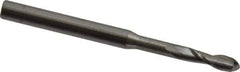 Accupro - 0.1" Diam, 0.3" LOC, 2 Flute Solid Carbide Ball End Mill - Uncoated, Single End, 1-1/2" OAL, 1/8" Shank Diam, Spiral Flute - USA Tool & Supply