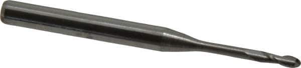 Accupro - 0.06" Diam, 0.18" LOC, 2 Flute Solid Carbide Ball End Mill - Uncoated, Single End, 1-1/2" OAL, 1/8" Shank Diam, Spiral Flute - USA Tool & Supply