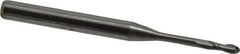 Accupro - 0.06" Diam, 0.18" LOC, 2 Flute Solid Carbide Ball End Mill - Uncoated, Single End, 1-1/2" OAL, 1/8" Shank Diam, Spiral Flute - USA Tool & Supply