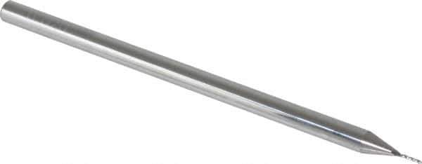 Accupro - 0.02" Diam, 0.16" LOC, 3 Flute Solid Carbide Ball End Mill - Uncoated, Single End, 2-1/2" OAL, 1/8" Shank Diam, Spiral Flute - USA Tool & Supply