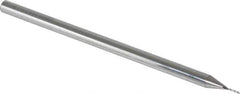 Accupro - 0.02" Diam, 0.1" LOC, 3 Flute Solid Carbide Ball End Mill - Uncoated, Single End, 2-1/2" OAL, 1/8" Shank Diam, Spiral Flute - USA Tool & Supply