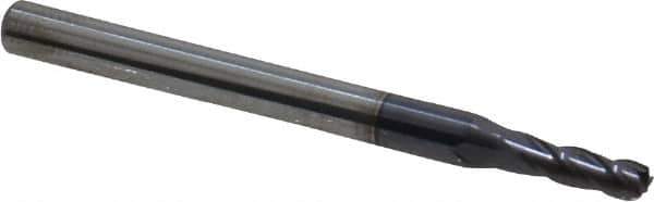 Accupro - 0.095", 4 Flute, Single End, Solid Carbide, 0.01" Corner Radius End Mill - 1-1/2" OAL, 30° Helix, Right Hand Flute, 0.285" LOC, Right Hand Cut - USA Tool & Supply