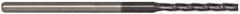 Accupro - 0.09", 3/4" LOC, 1/8" Shank Diam, 2-1/2" OAL, 3 Flute, Solid Carbide Square End Mill - Single End, AlTiN Finish, Spiral Flute, 30° Helix, Centercutting, Series Miniature - USA Tool & Supply