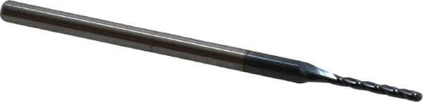 Accupro - 0.05" Diam, 0.4" LOC, 3 Flute Solid Carbide Ball End Mill - AlTiN Finish, Single End, 2-1/2" OAL, 1/8" Shank Diam, Spiral Flute - USA Tool & Supply