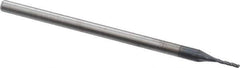 Accupro - 0.04" Diam, 0.2" LOC, 3 Flute Solid Carbide Ball End Mill - AlTiN Finish, Single End, 2-1/2" OAL, 1/8" Shank Diam, Spiral Flute - USA Tool & Supply