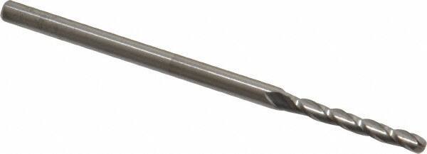 Accupro - 0.1" Diam, 3/4" LOC, 3 Flute Solid Carbide Ball End Mill - Uncoated, Single End, 2-1/2" OAL, 1/8" Shank Diam, Spiral Flute - USA Tool & Supply