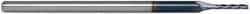 Accupro - 0.05", 0.3" LOC, 1/8" Shank Diam, 2-1/2" OAL, 3 Flute, Solid Carbide Square End Mill - Single End, AlTiN Finish, Spiral Flute, 30° Helix, Centercutting, Series Miniature - USA Tool & Supply