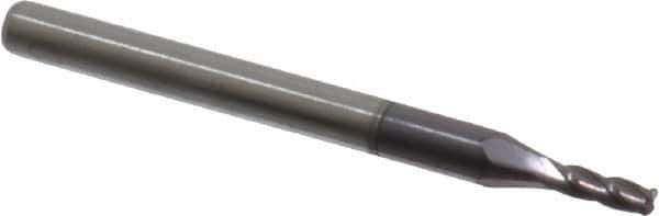 Accupro - 0.075", 4 Flute, Single End, Solid Carbide, 0.01" Corner Radius End Mill - 1-1/2" OAL, 30° Helix, Right Hand Flute, 0.225" LOC, Right Hand Cut - USA Tool & Supply