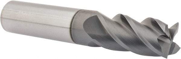 Accupro - 5/8", 1-1/4" LOC, 5/8" Shank Diam, 3-1/2" OAL, 4 Flute, Solid Carbide Square End Mill - Single End, nACRo Finish, Spiral Flute, 40° Helix, Centercutting, Right Hand Cut, Right Hand Flute - USA Tool & Supply