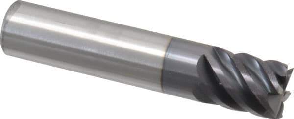Accupro - 1/2", 5/8" LOC, 1/2" Shank Diam, 2-1/2" OAL, 6 Flute, Solid Carbide Square End Mill - Single End, AlTiN Finish, Spiral Flute, 45° Helix, Centercutting, Right Hand Cut, Right Hand Flute - USA Tool & Supply