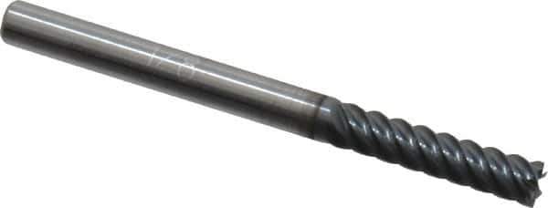 Accupro - 1/8", 1/2" LOC, 1/8" Shank Diam, 1-1/2" OAL, 6 Flute, Solid Carbide Square End Mill - Single End, AlTiN Finish, Spiral Flute, 45° Helix, Centercutting, Right Hand Cut, Right Hand Flute - USA Tool & Supply