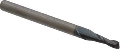 Accupro - 0.09", 2 Flute, Single End, Solid Carbide, 0.015" Corner Radius End Mill - 1-1/2" OAL, 30° Helix, Right Hand Flute, 0.27" LOC, Right Hand Cut - USA Tool & Supply